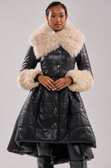 MIDTOWN PEPLUM PUFFER IN FAUX LEATHER
