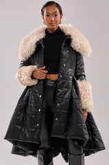 MIDTOWN PEPLUM PUFFER IN FAUX LEATHER