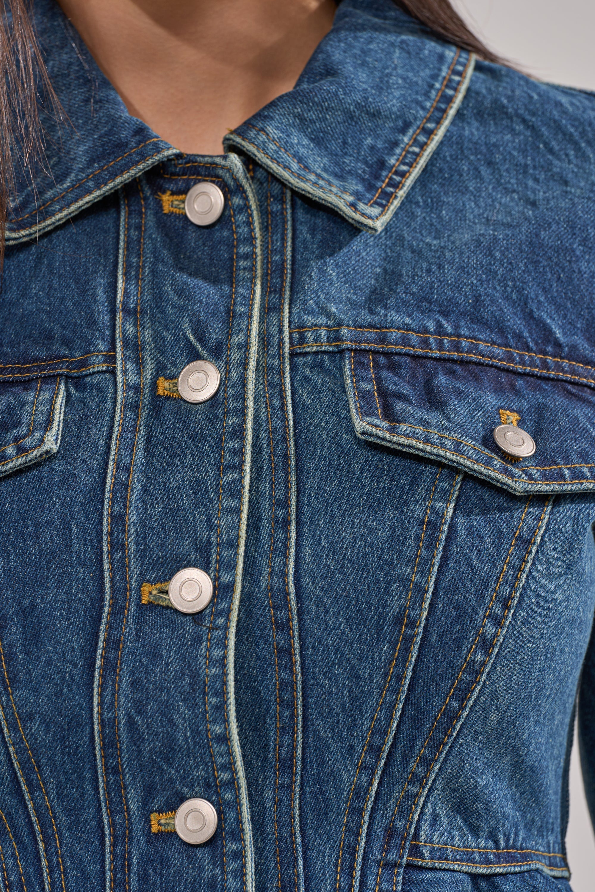 POP OUT PEPLUM DENIM JACKET