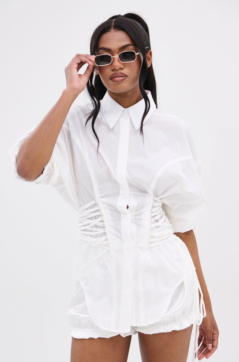 SHAR BUTTON DOWN WITH SIDE TIES