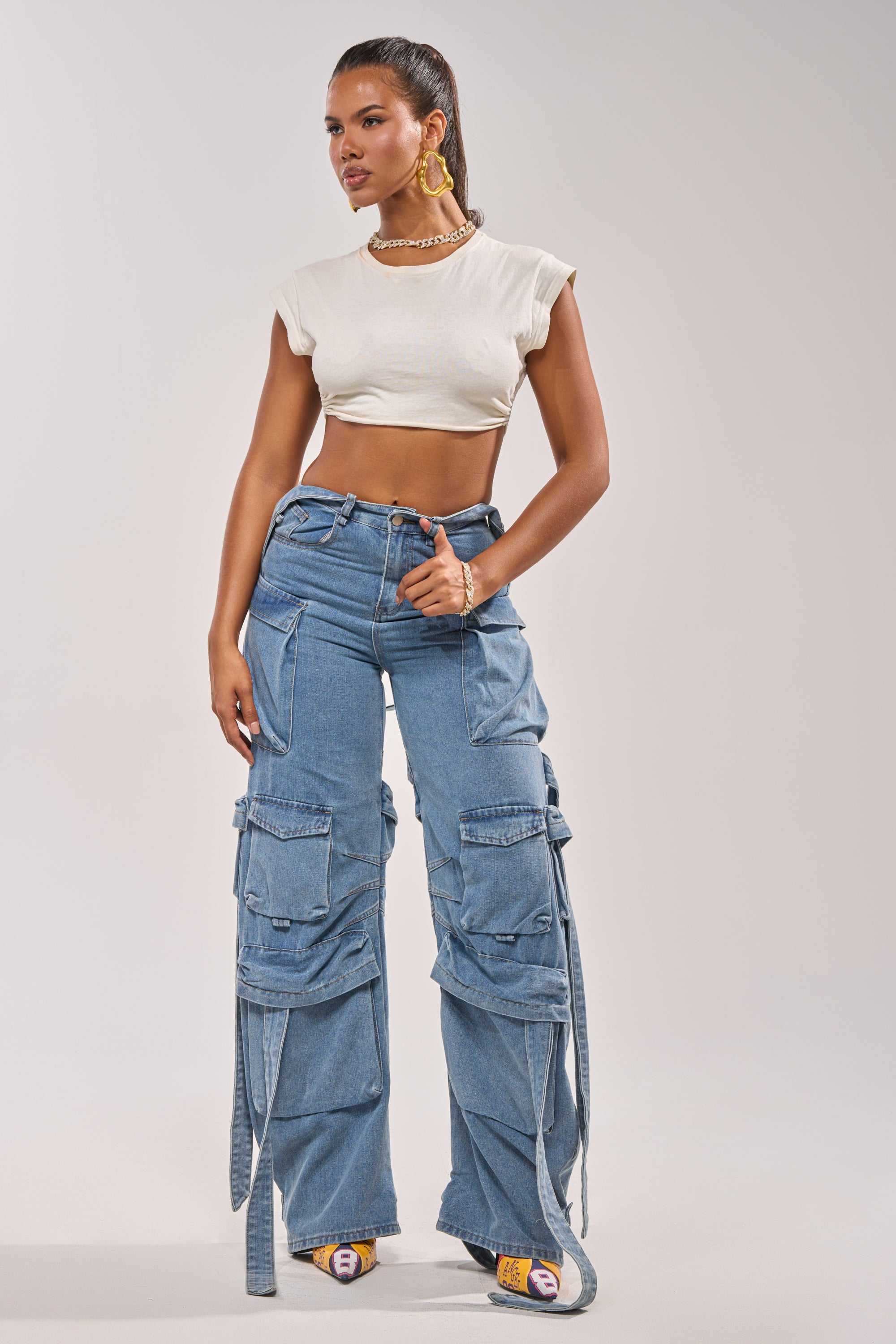 CHECK OUT THE BACK CUTOUT RELAXED DENIM