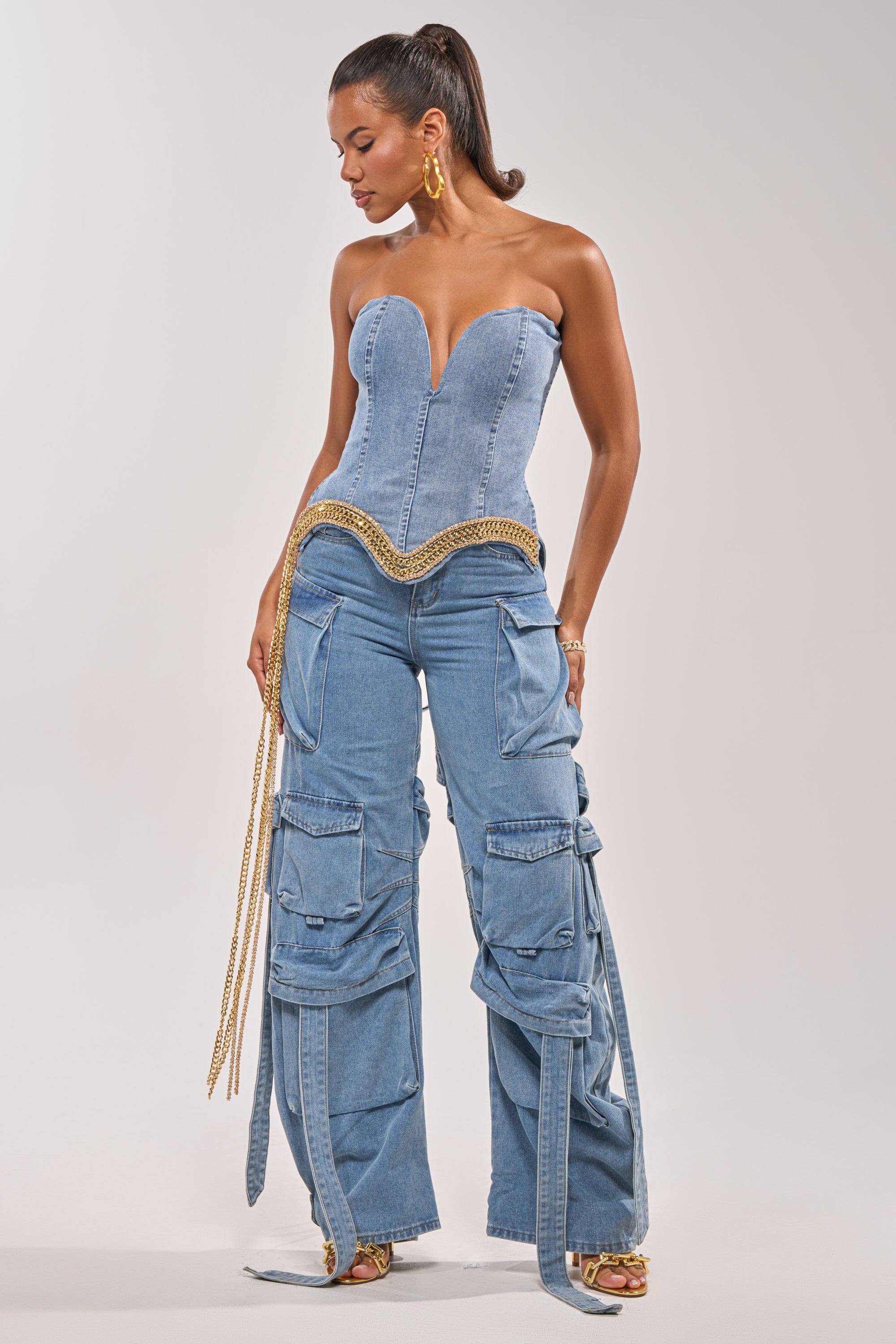 CHECK OUT THE BACK CUTOUT RELAXED DENIM