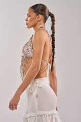SALLY SELLS SEASHELLS CROCHET HALTER TOP