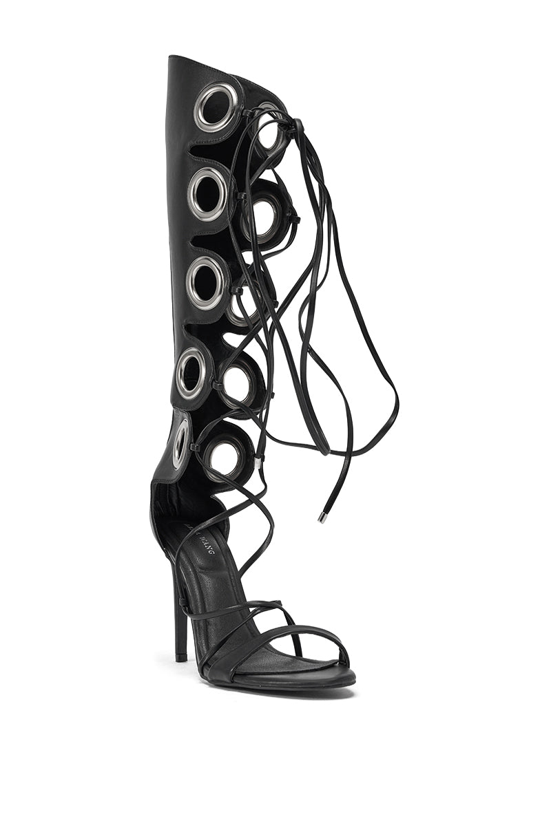 AZALEA WANG AGATHON BLACK GLADIATOR STILETTO SANDAL