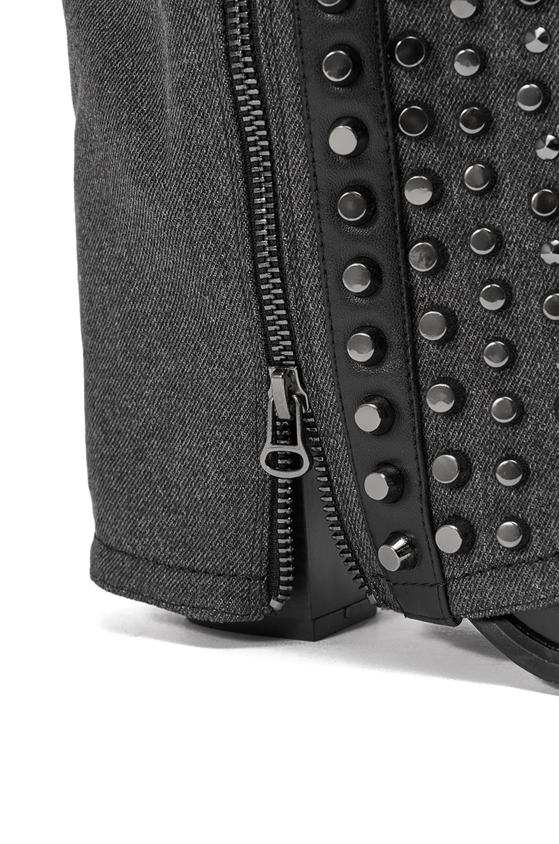 AZALEA WANG AGUSTUE BLACK STUDDED WESTERN BOOT