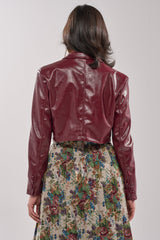PENNY CROPPED FAUX LEATHER BLAZER