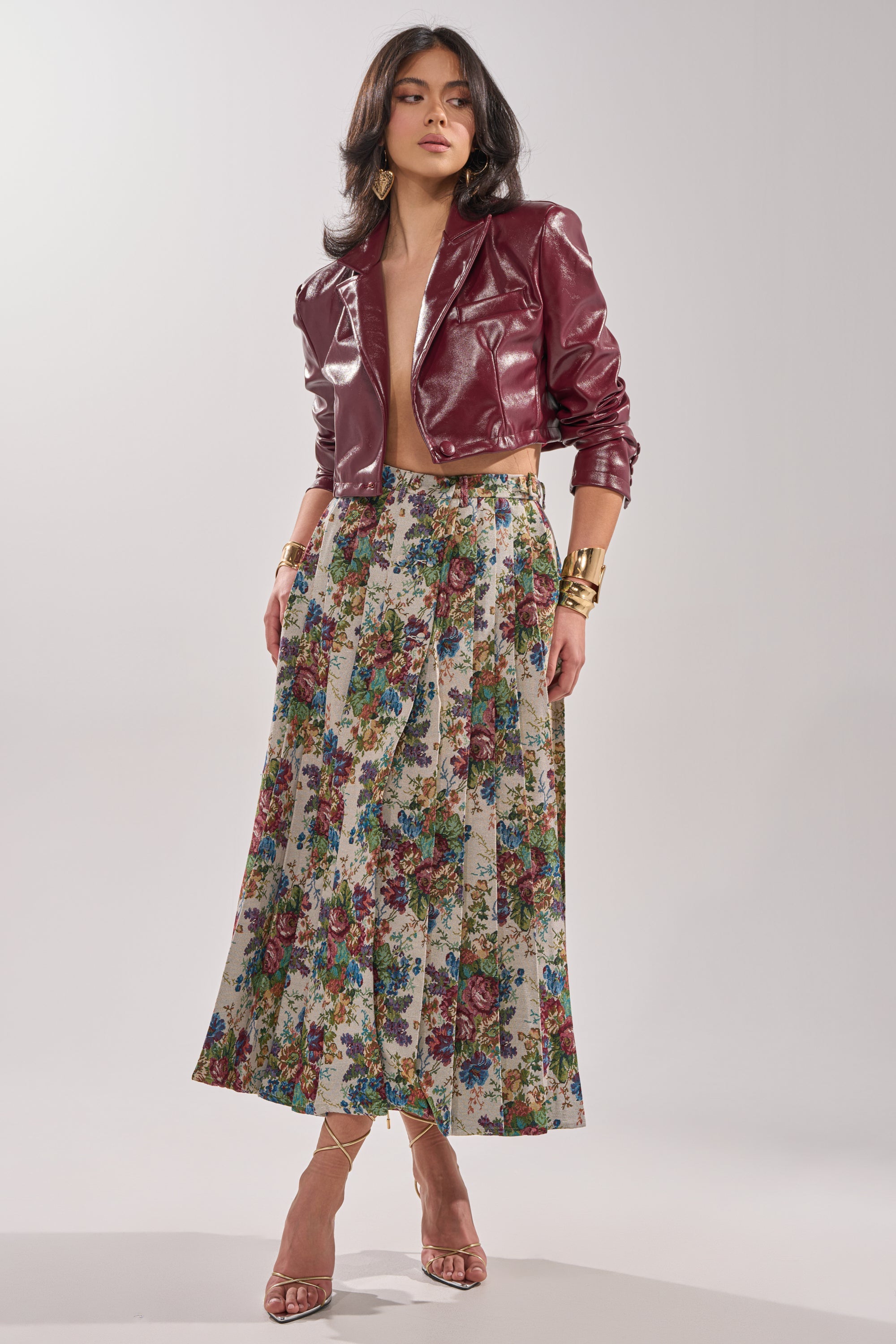 PENNY CROPPED FAUX LEATHER BLAZER