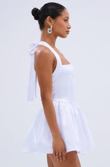 LIKE DAYLIGHT SATIN MINI DRESS IN WHITE