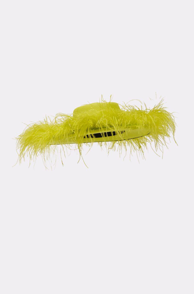 FEEL IT FEATHER BRIM HAT IN GREEN