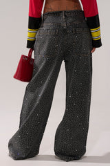 RHINESTONE QUEEN EMBELLISHED DENIM