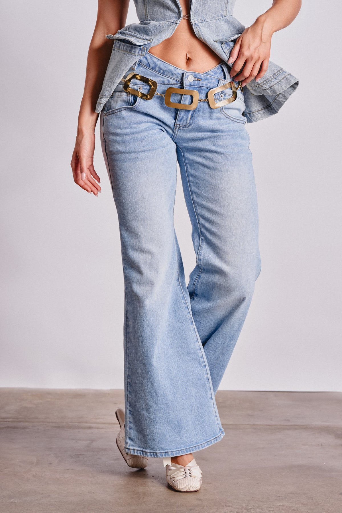WON'T LOSE MYSELF WIDE-LEG  BLUE DENIM