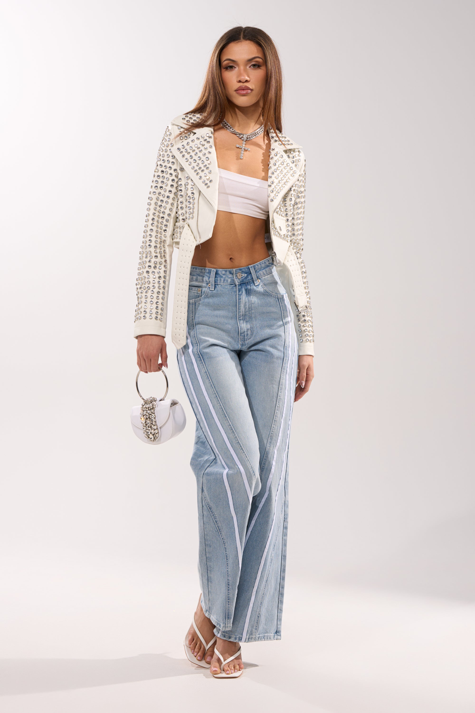 SHE IS A RUNNER DENIM TRACK PANT