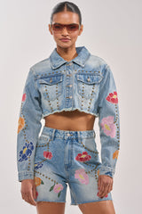 LOTTIE EMBROIDERED DENIM JACKET