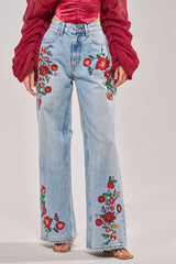 GIVE ME FLOWERS WIDE LEG DENIM