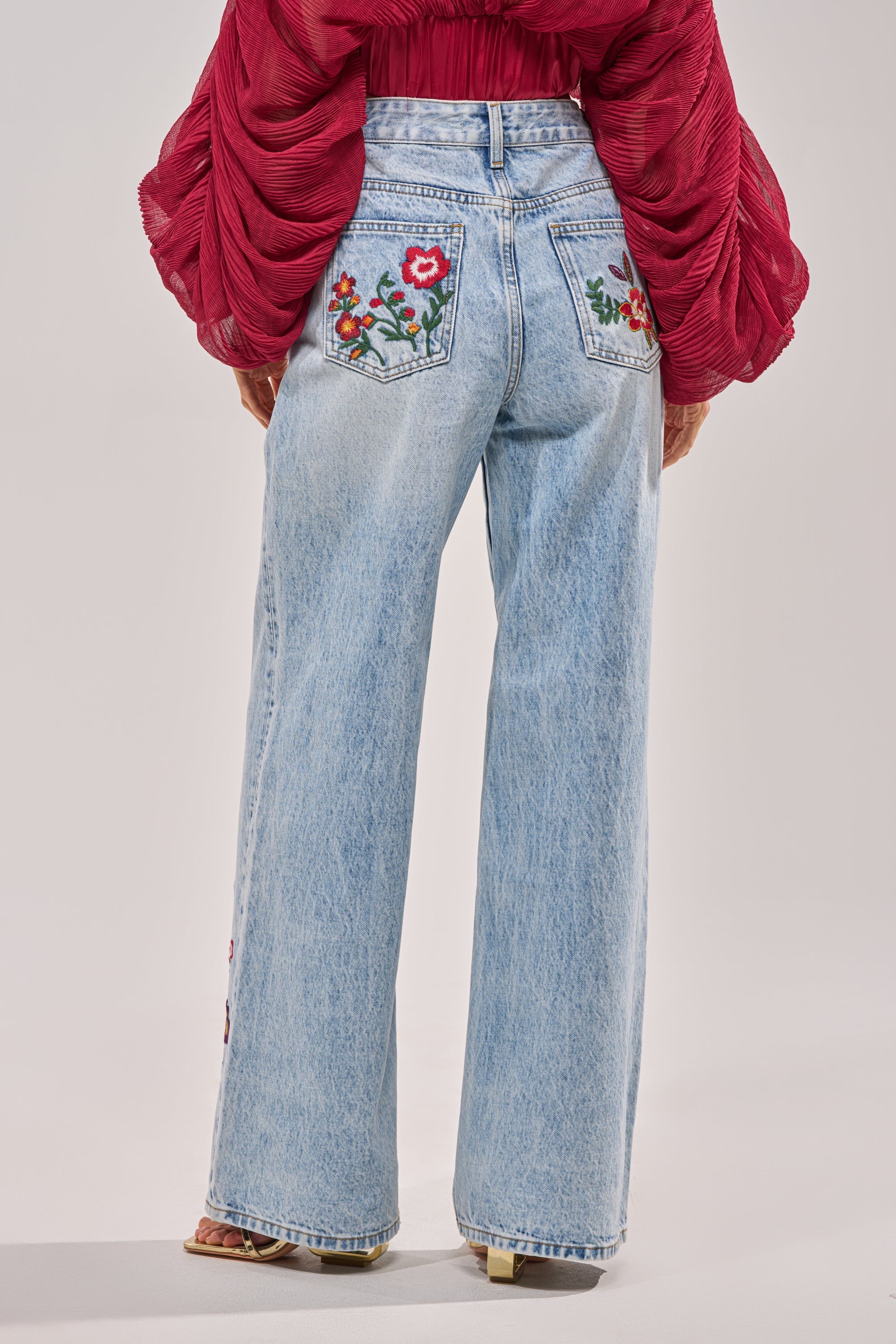 GIVE ME FLOWERS WIDE LEG DENIM