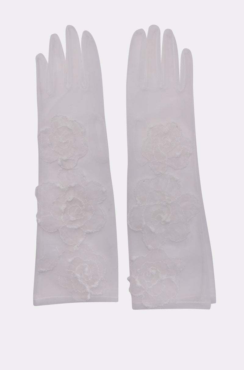 FLORA MESH GLOVES IN WHITE