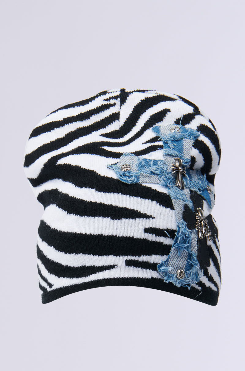 WILD ONES ZEBRA PATCH BEANIE