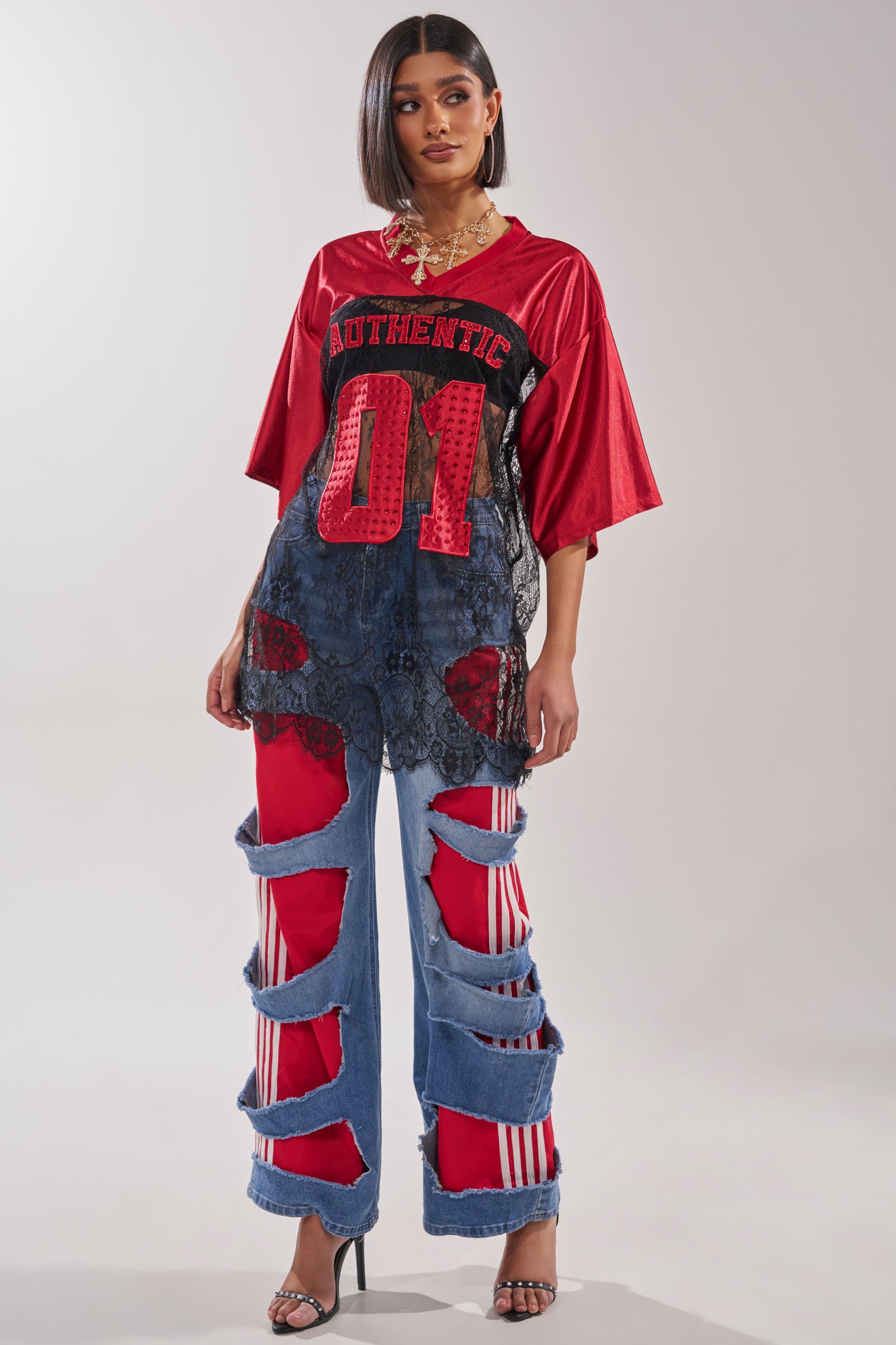 LEXIE LOW RISE DENIM TRACK PANT
