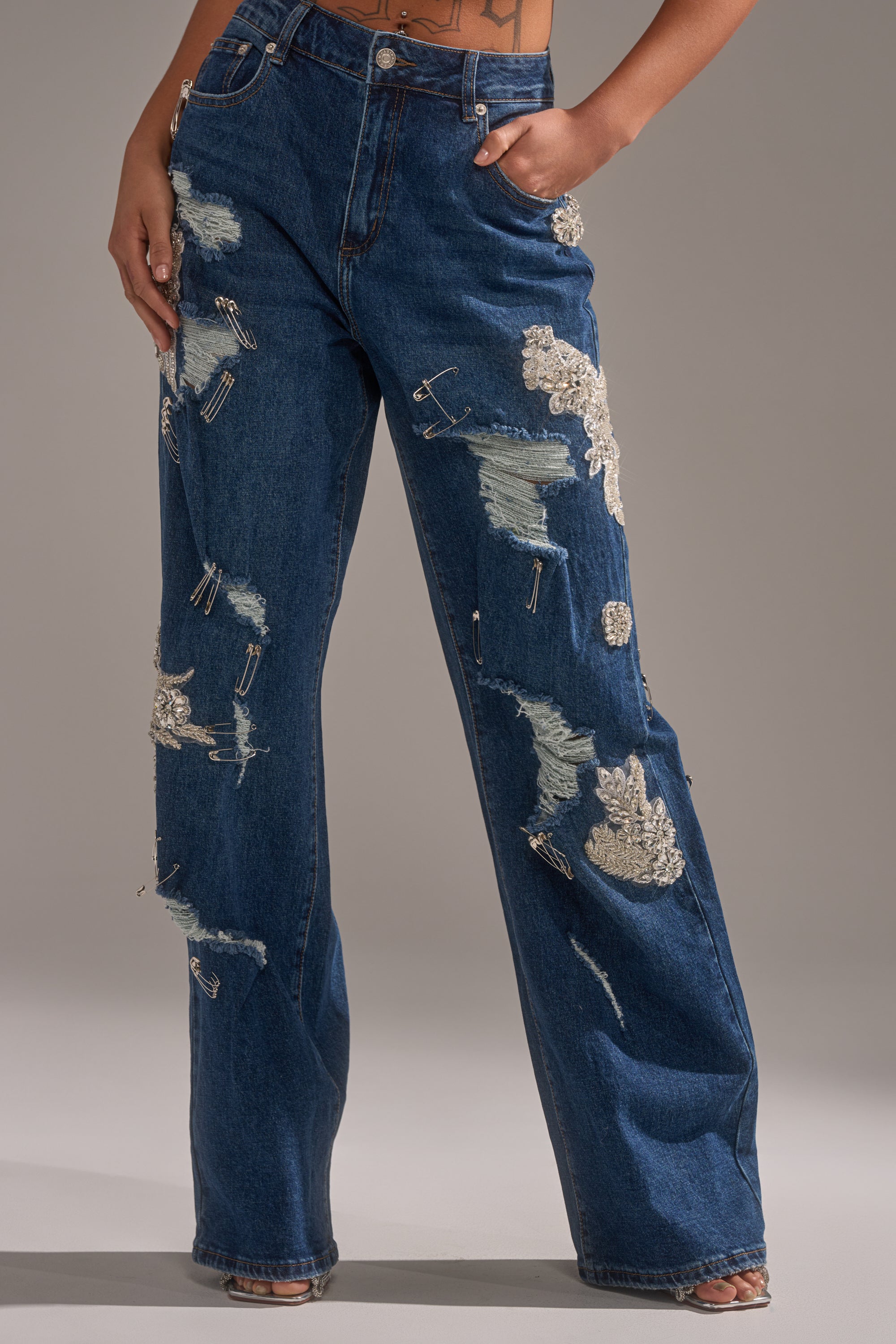 LETS GO BABY DISTRESSED DENIM
