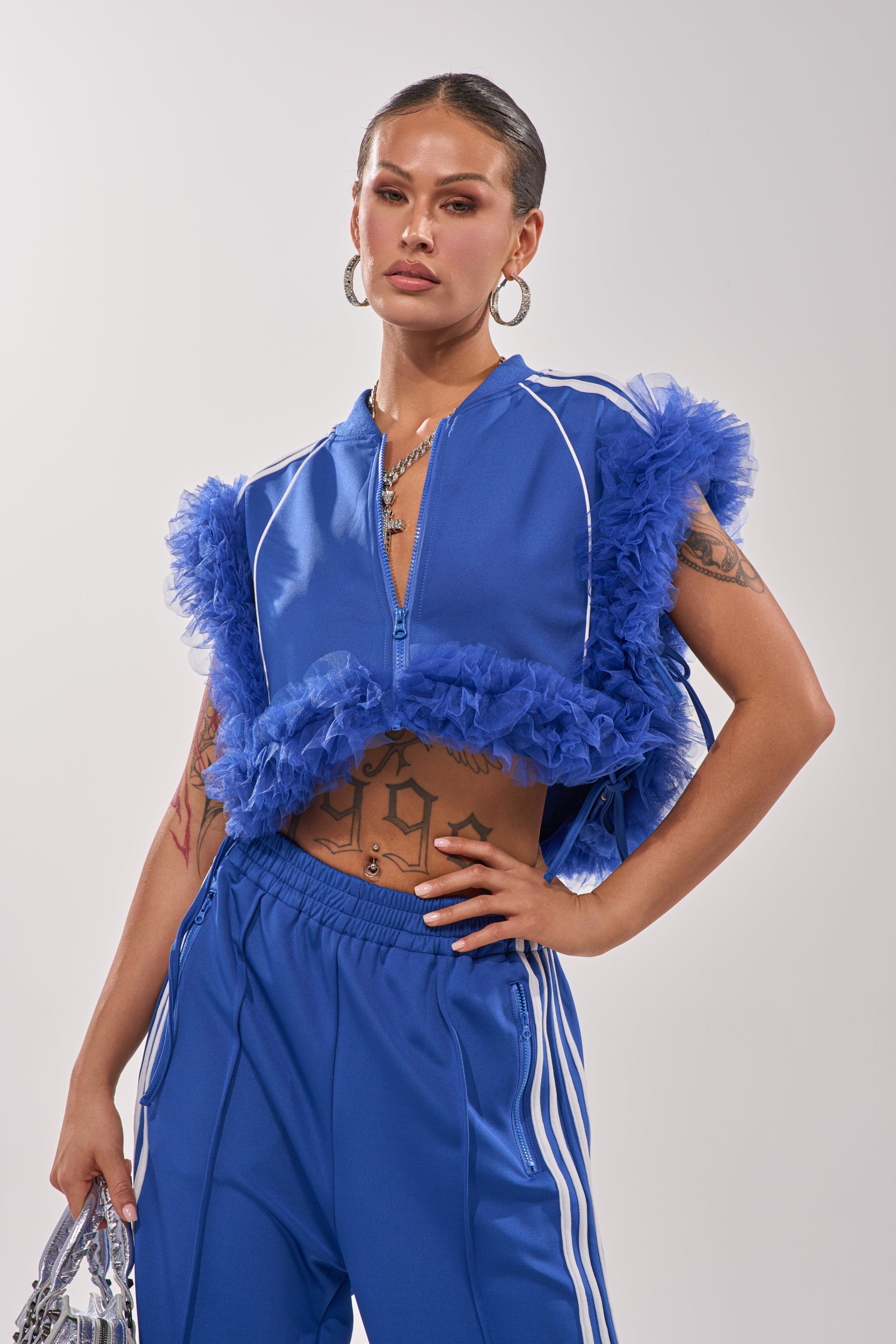 MODERN JAM SWEATSHIRT WITH TULLE IN ROYAL BLUE