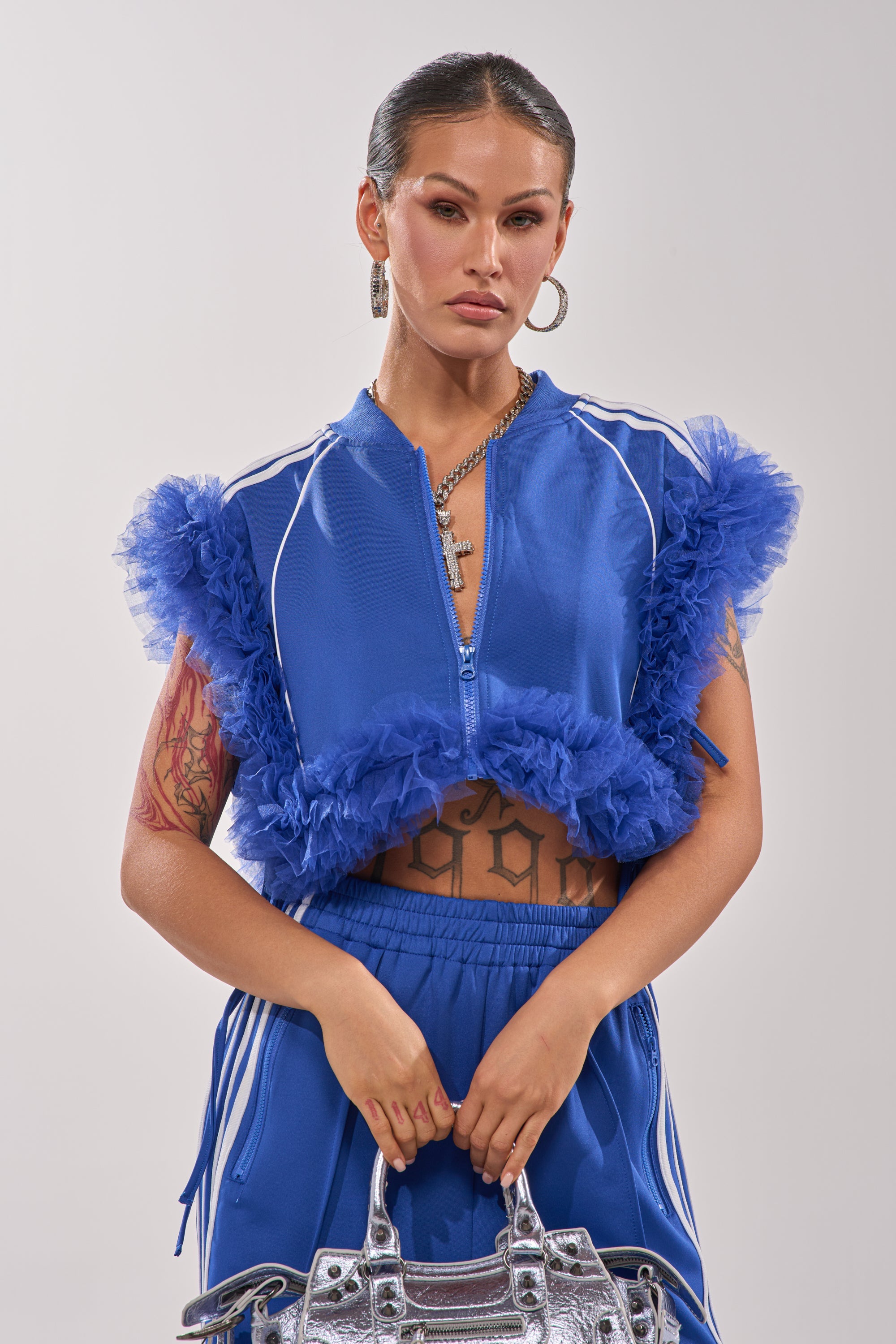 MODERN JAM SWEATSHIRT WITH TULLE IN ROYAL BLUE
