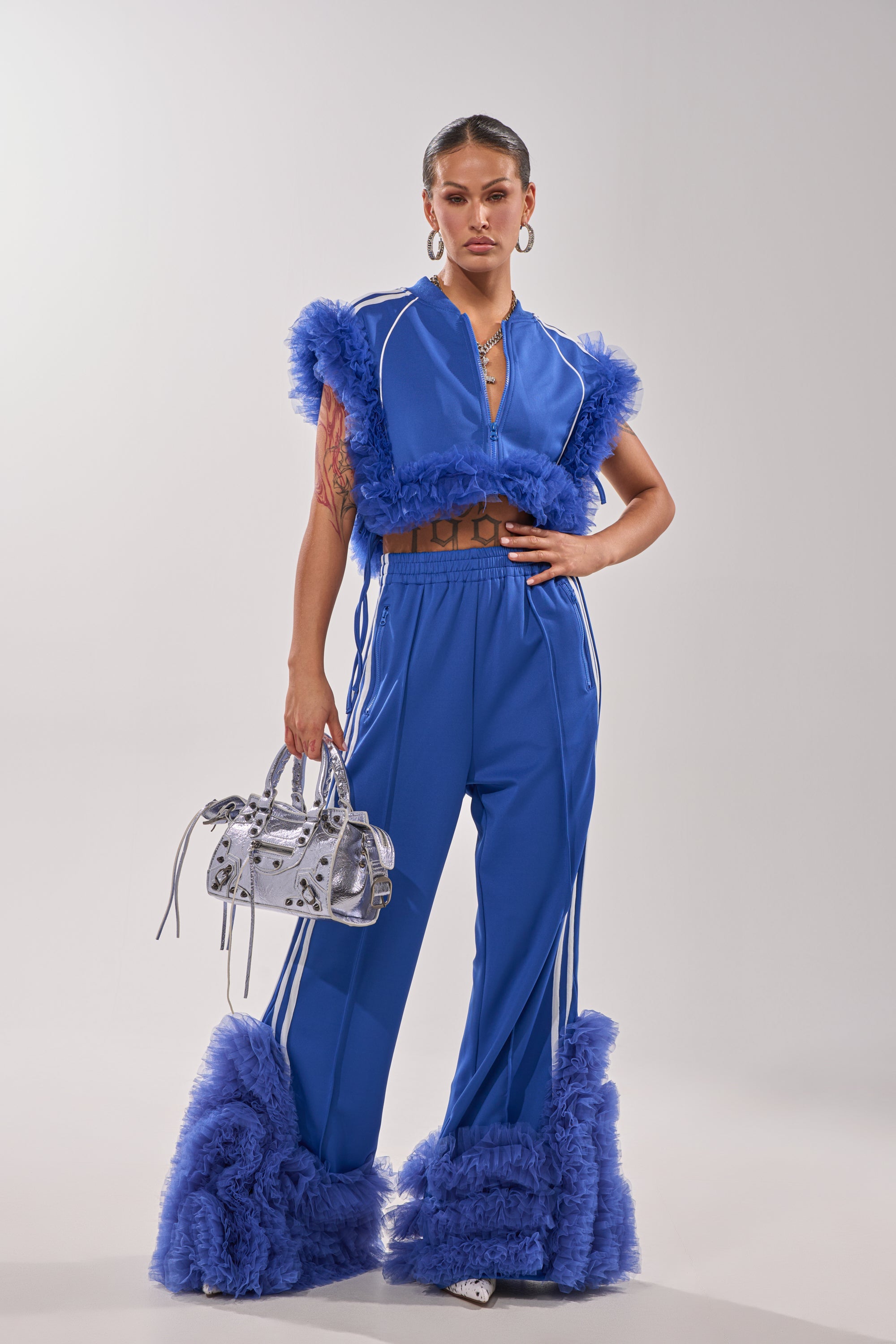 MODERN JAM SWEATSHIRT WITH TULLE IN ROYAL BLUE