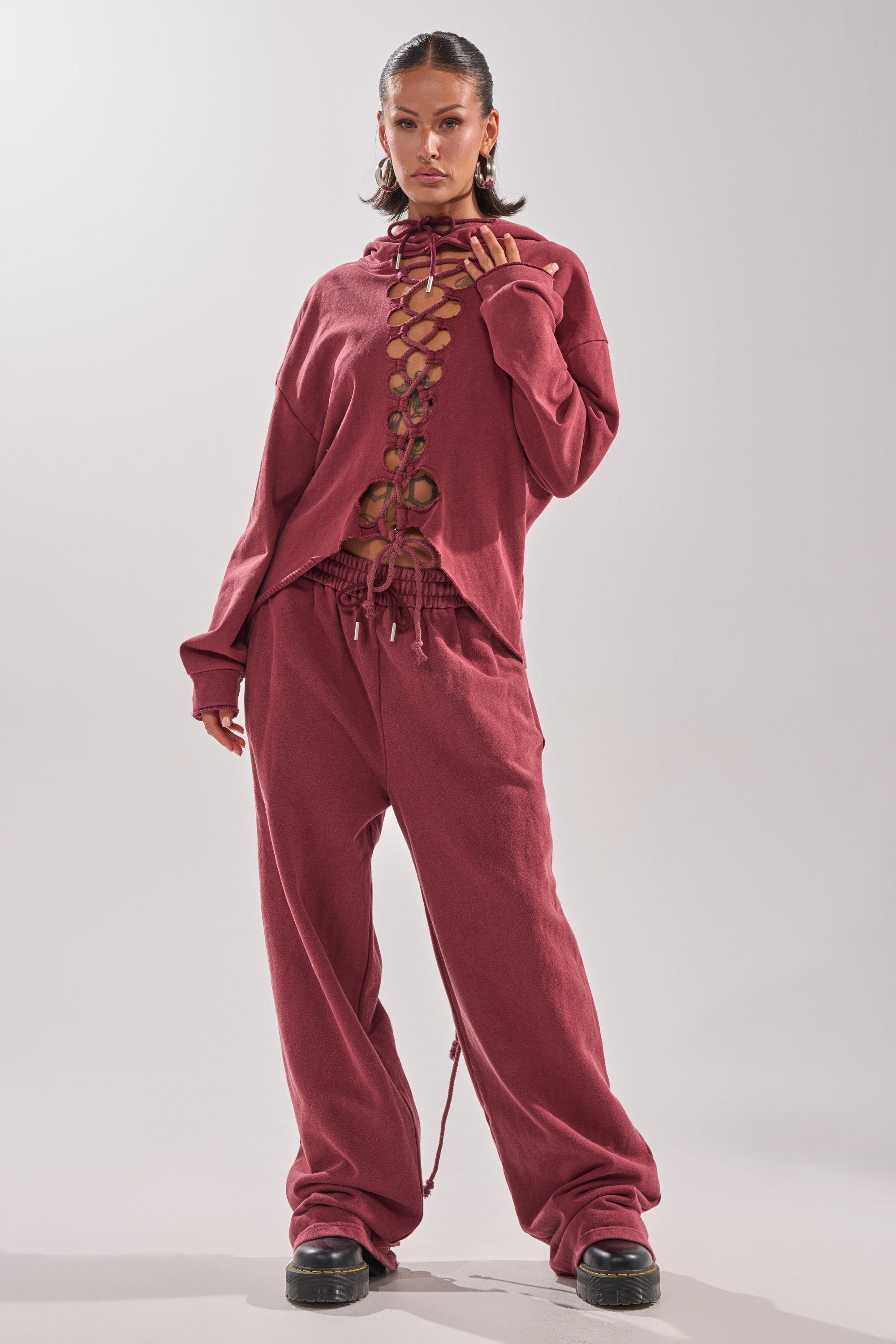LACED UP FOR GOOD SWEATSHIRT IN PLUM