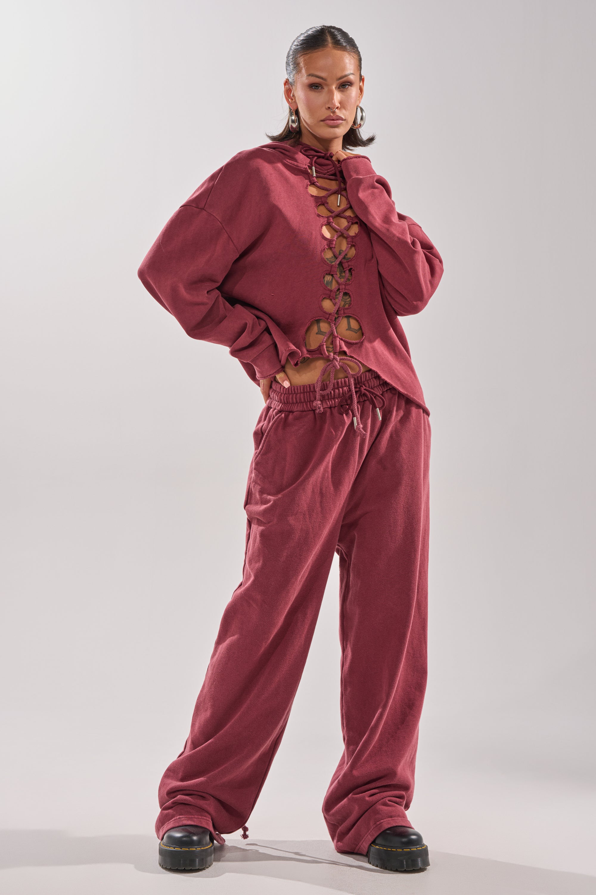 LACED UP FOR GOOD SWEATSHIRT IN PLUM