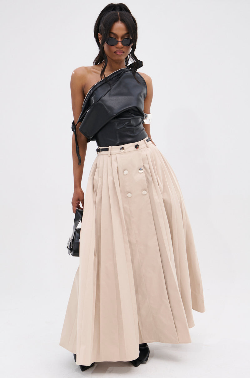 LIGHT WEIGHT TRENCH MAXI SKIRT WITH SIDE ADJUSTER