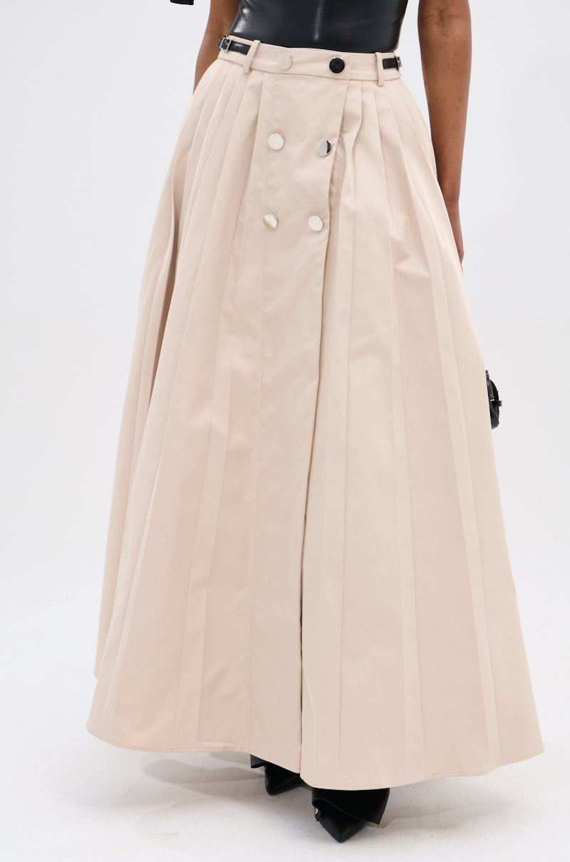 LIGHT WEIGHT TRENCH MAXI SKIRT WITH SIDE ADJUSTER