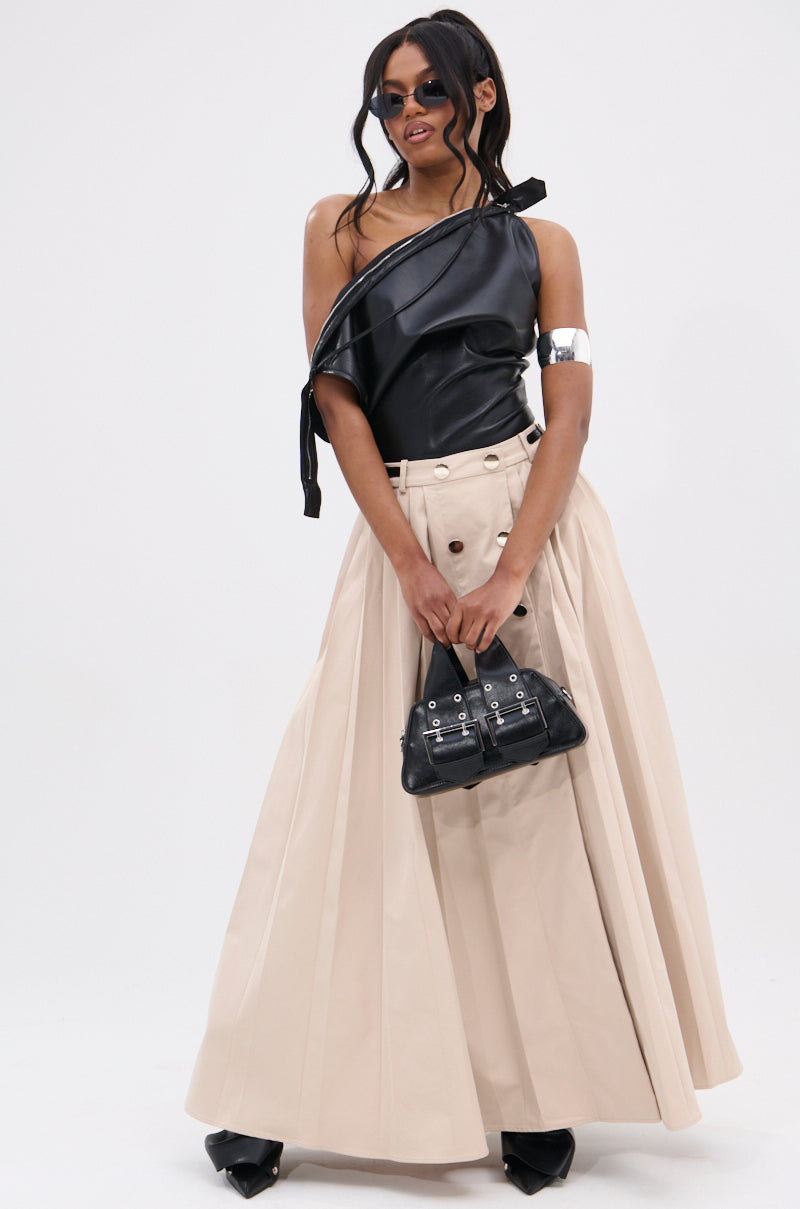 LIGHT WEIGHT TRENCH MAXI SKIRT WITH SIDE ADJUSTER