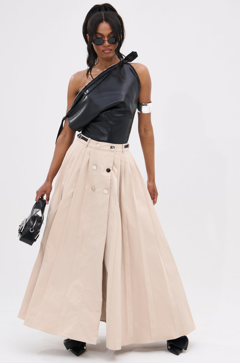 LIGHT WEIGHT TRENCH MAXI SKIRT WITH SIDE ADJUSTER