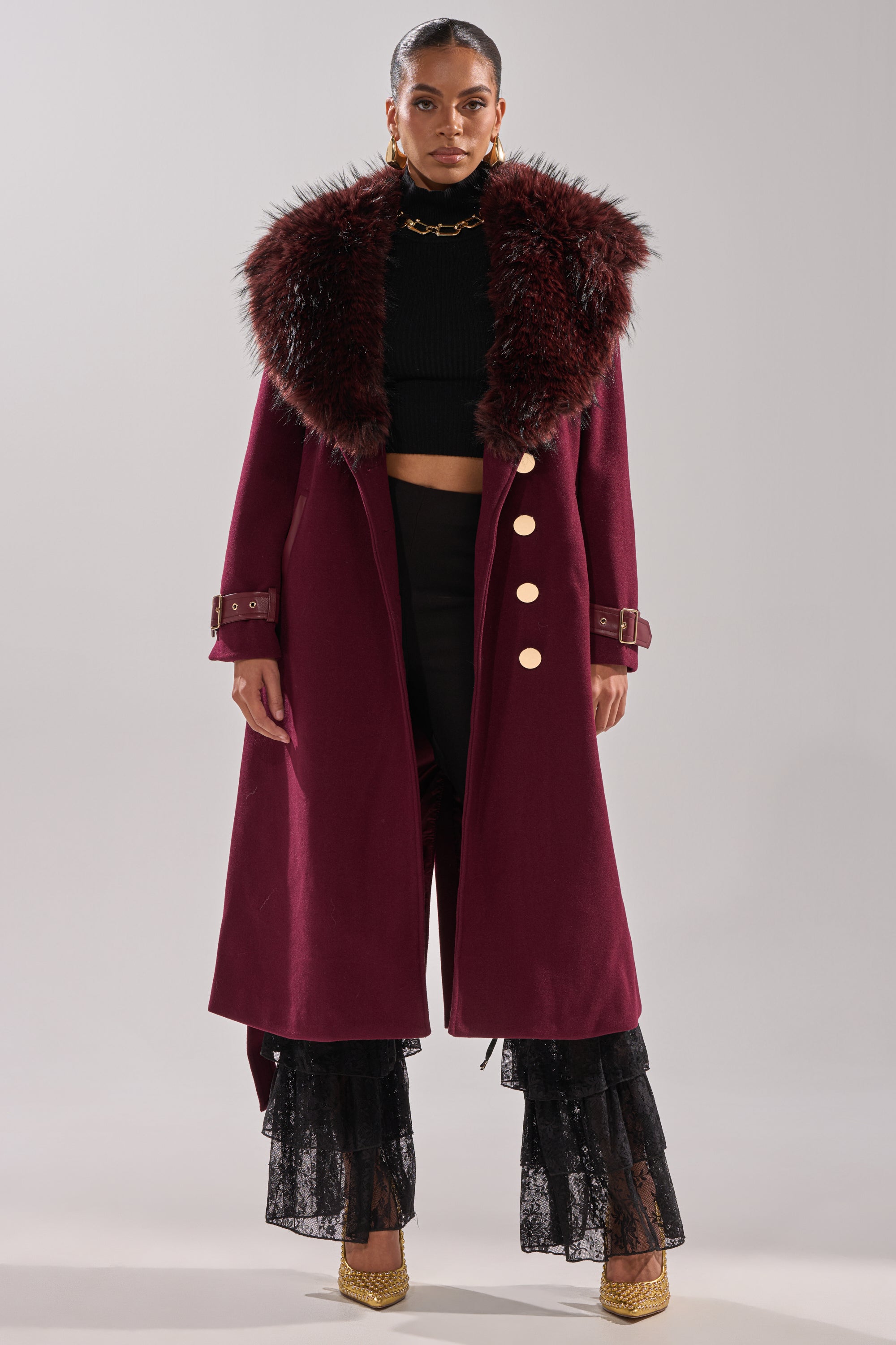 CATALINA FUR COLLAR TRENCH