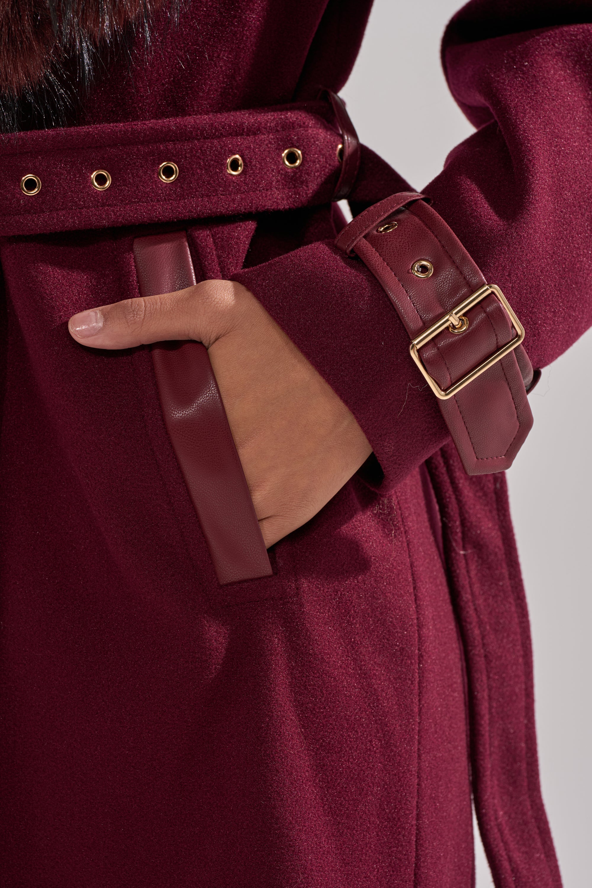 CATALINA FUR COLLAR TRENCH