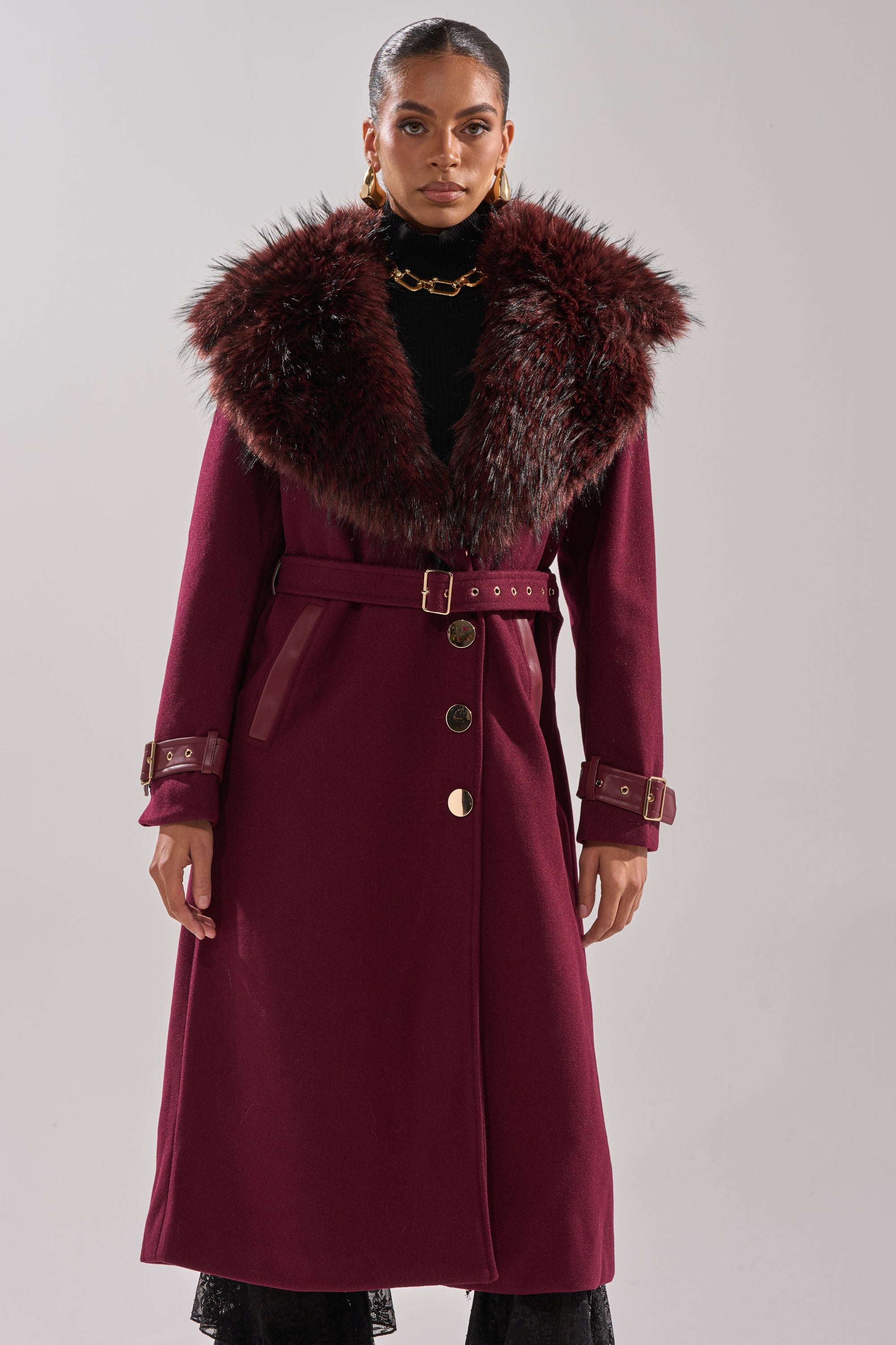 CATALINA FUR COLLAR TRENCH