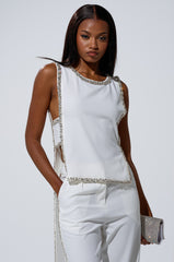 TALK TO ME BABY BLOUSE WITH RHINESTONE IN WHITE