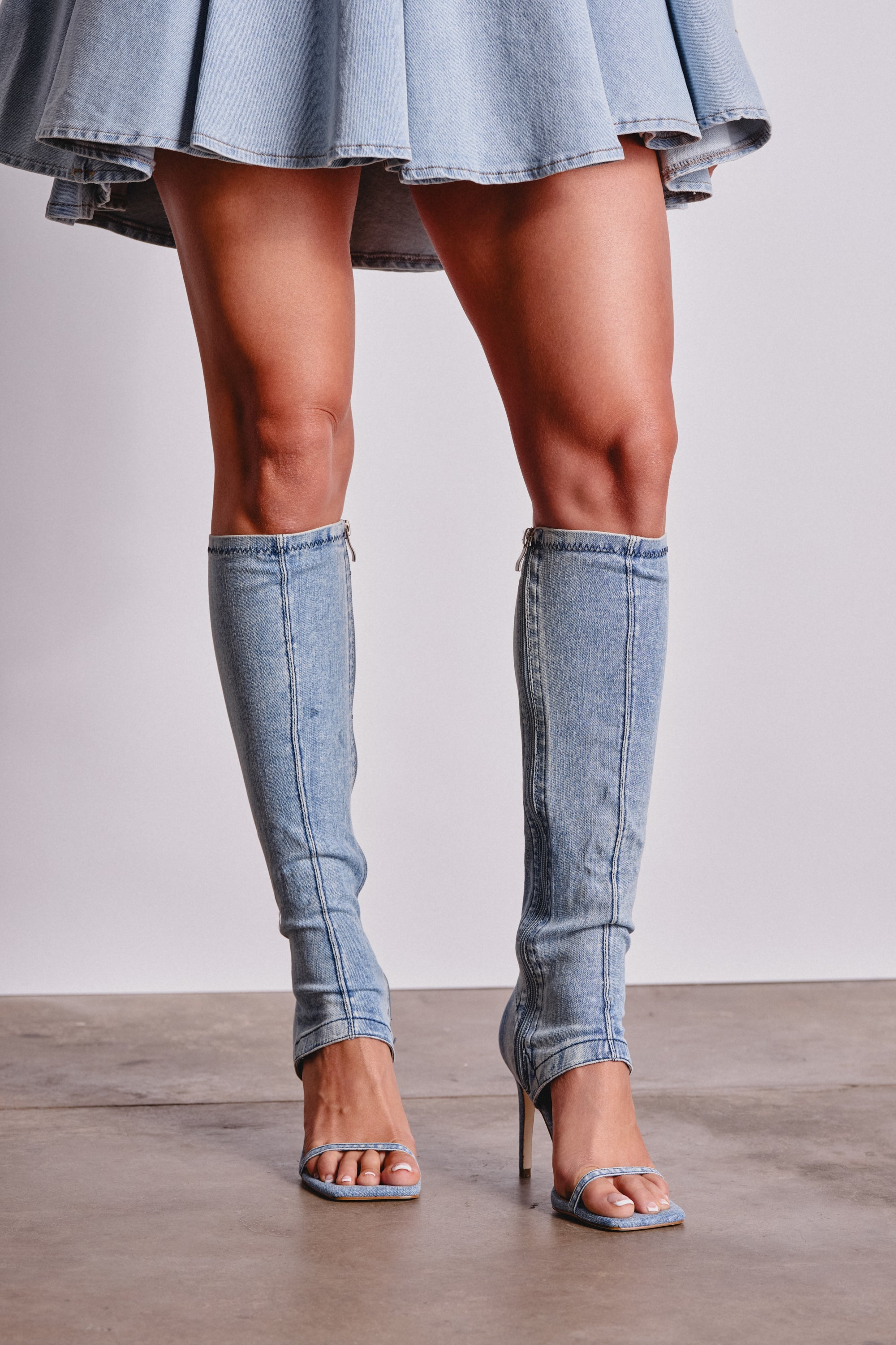 AZALEA WANG ALISHAS DENIM GLADIATOR STILETTO SANDAL