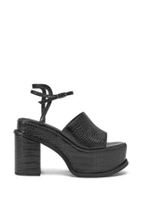 AZALEA WANG ANTHELMINE BLACK CROC PLATFORM SANDAL