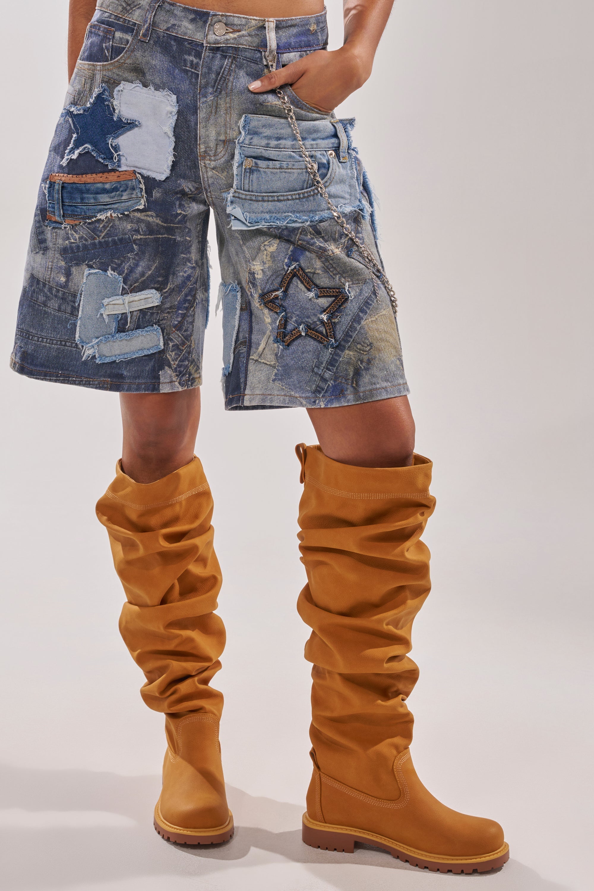 AZALEA WANG ARDIS TAN RUCHED FLAT BOOT