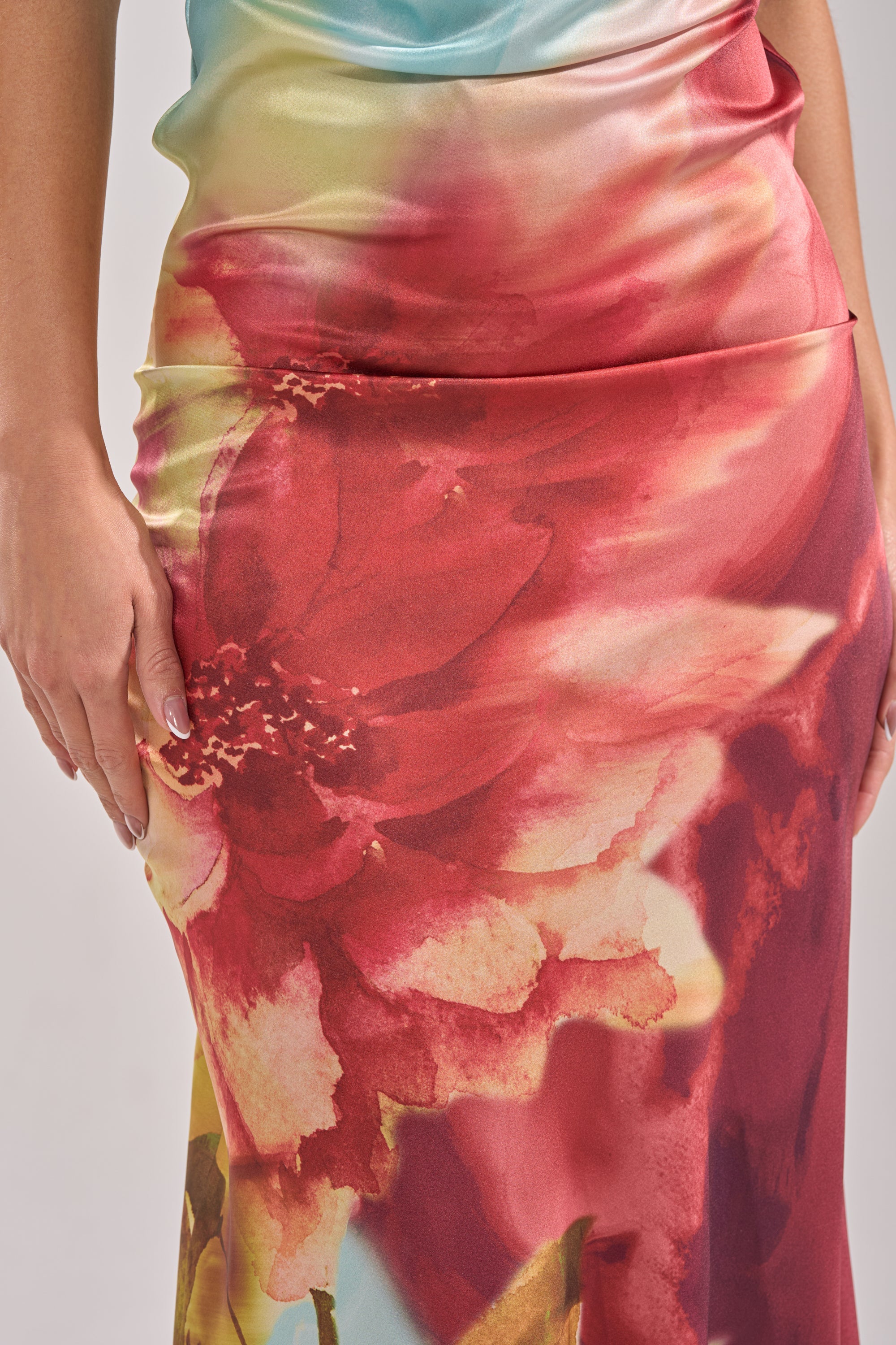WORK OF ART SATIN MAXI DRESS