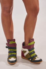 AZALEA WANG BRYANT OLIVE MULTI WEDGE SNEAKER