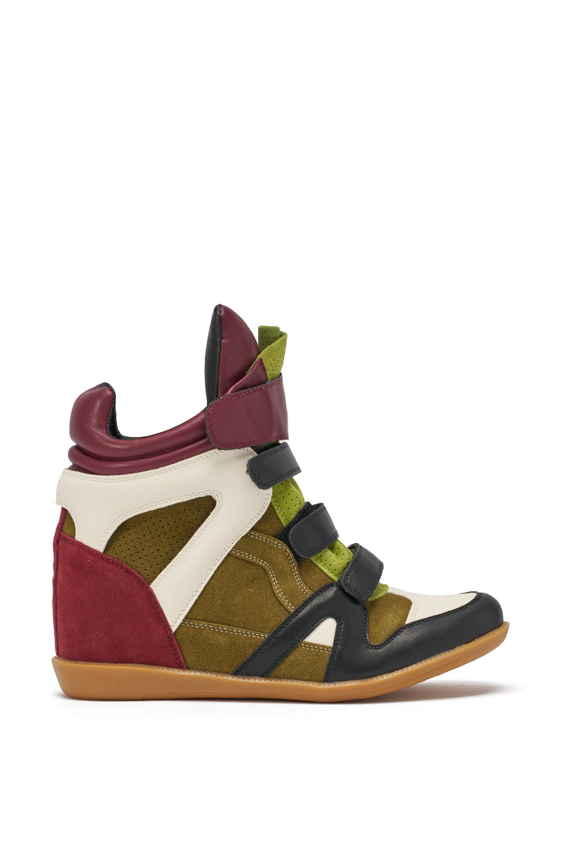 AZALEA WANG BRYANT OLIVE MULTI WEDGE SNEAKER