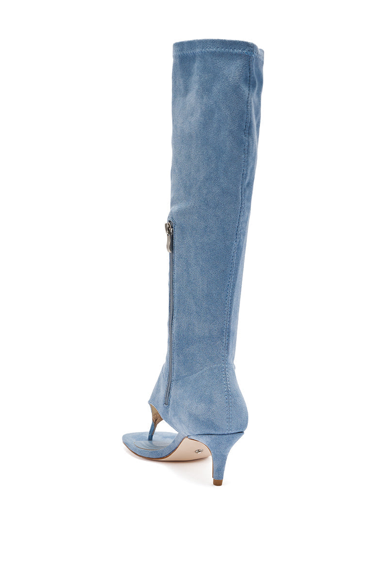 AZALEA WANG CECILE LIGHT BLUE FAUX SUEDE SANDAL