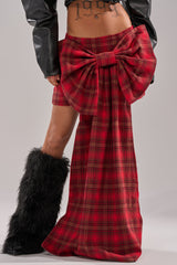 LOVELY DAYS PLAID BOW MINI SKIRT