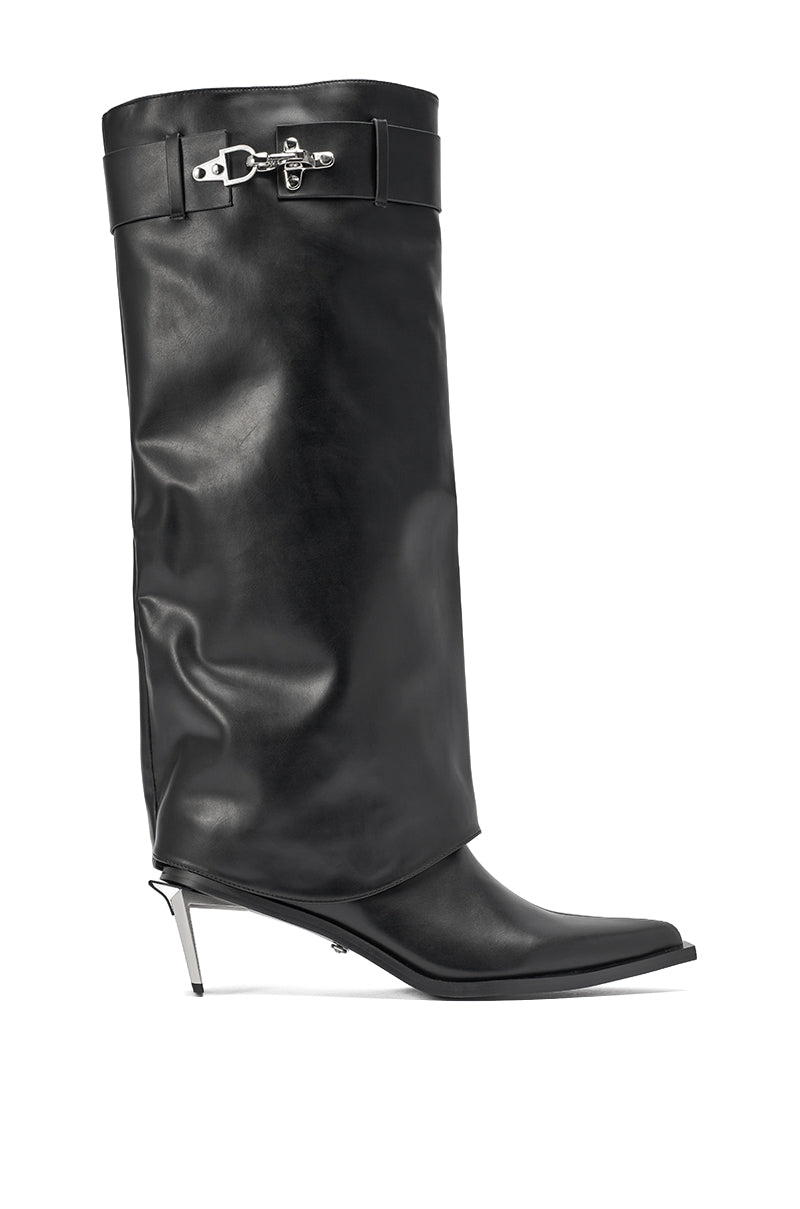 AZALEA WANG CHRONO BLACK METAL HEEL BOOT