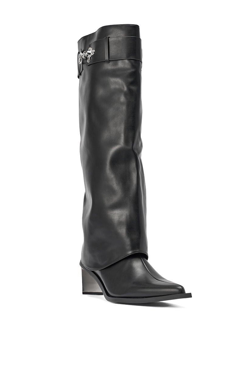 AZALEA WANG CHRONO BLACK METAL HEEL BOOT
