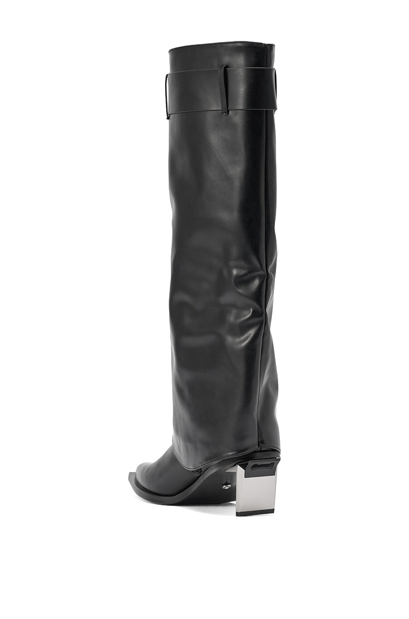 AZALEA WANG CHRONO BLACK METAL HEEL BOOT