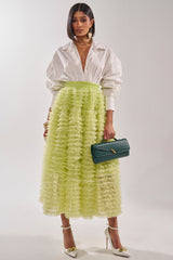 LOVE THE DRAMA MESH MAXI SKIRT