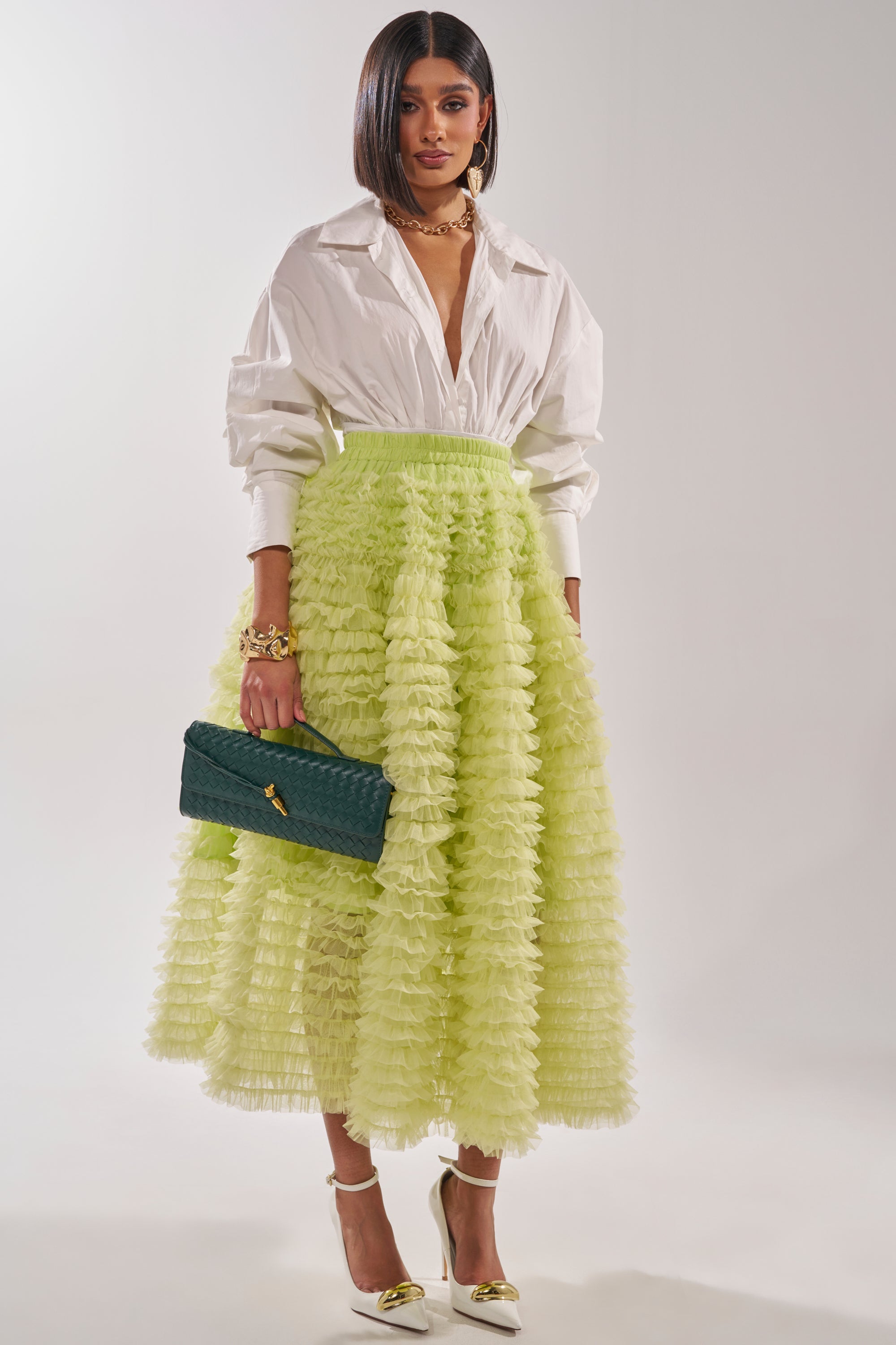 LOVE THE DRAMA MESH MAXI SKIRT