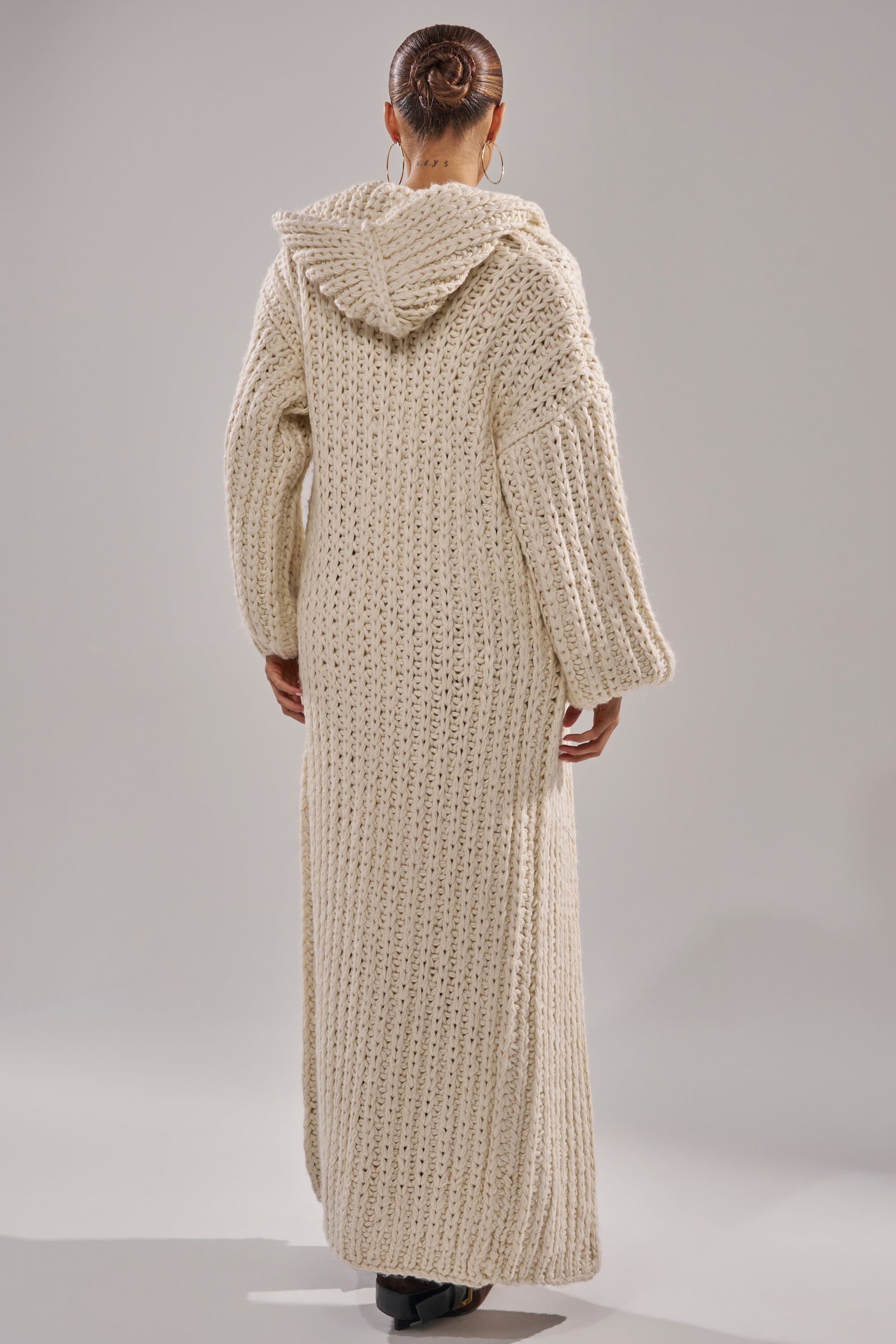 COZY CROCHET LONG HOODED CARDIGAN